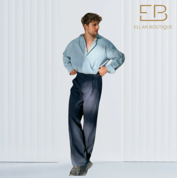 quần nam ống rộng phối với sơ mi oversize