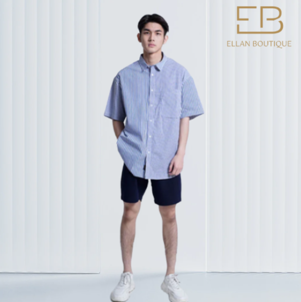 Quần short nam ngắn + áo sơ mi tay ngắn